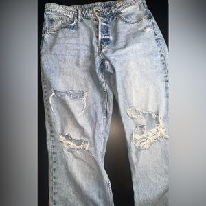 &Denim High Waisted 90s Distressed Boyfriend Jeans Size 12 EUC